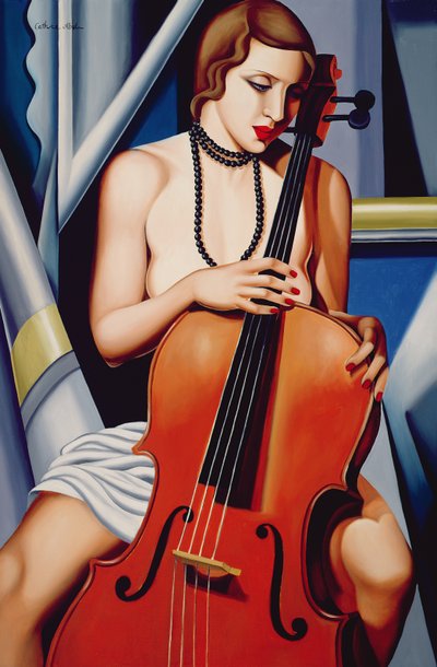 Vrouw met cello door Catherine Abel